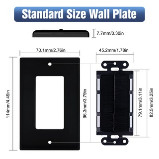 Foto 4 | Brush Wall Plate Vce, Certificado Ul, Cable Pasante, Paquete De 2 Unidades, Color Negro - Venta Internacional.