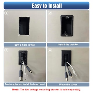 Foto 7 | Brush Wall Plate Vce, Certificado Ul, Cable Pasante, Paquete De 2 Unidades, Color Negro - Venta Internacional.