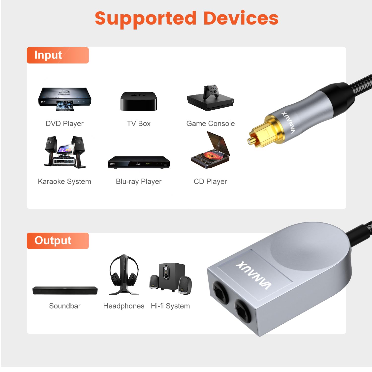 Foto 6 pulgar | Divisor De Cable De Audio Óptico Vanaux 1 Entrada 2 Salidas Fiber Toslink - Venta Internacional.