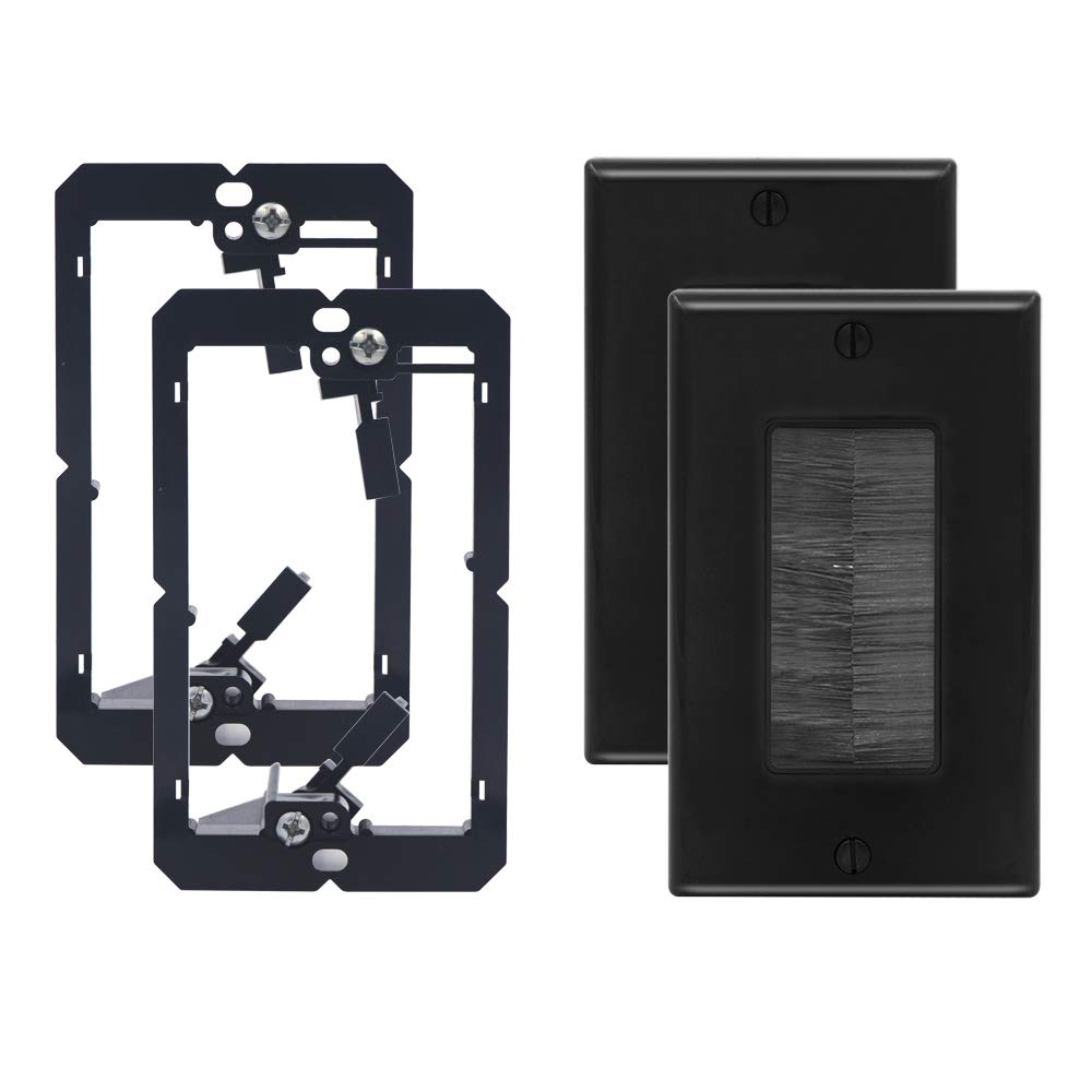 Placa De Pared Con Cepillo Vce Con Soporte, Certificado Ul, Negro (paquete De 2) - Venta Internacional.