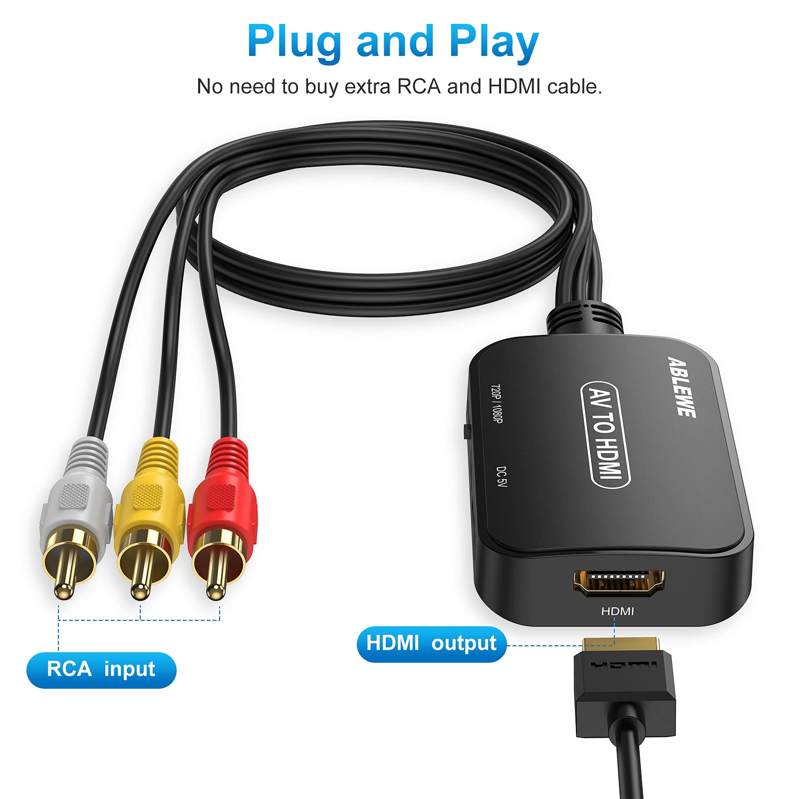 Foto 3 pulgar | Convertidor Rca A Hdmi Ablewe Con Cable Rca Y Cable Hdmi - Venta Internacional.