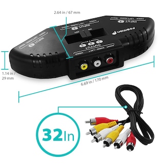 Foto 2 | Divisor Rca Fosmon A1602 Con Caja De Conmutación De Audio/vídeo De 3 Vías - Venta Internacional.