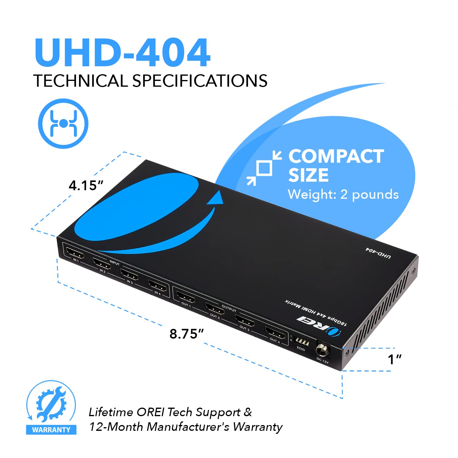 Foto 6 pulgar | Conmutador/divisor Matricial Hdmi 4k Orei 4x4 (4 Entradas, 4 Salidas) - Venta Internacional.