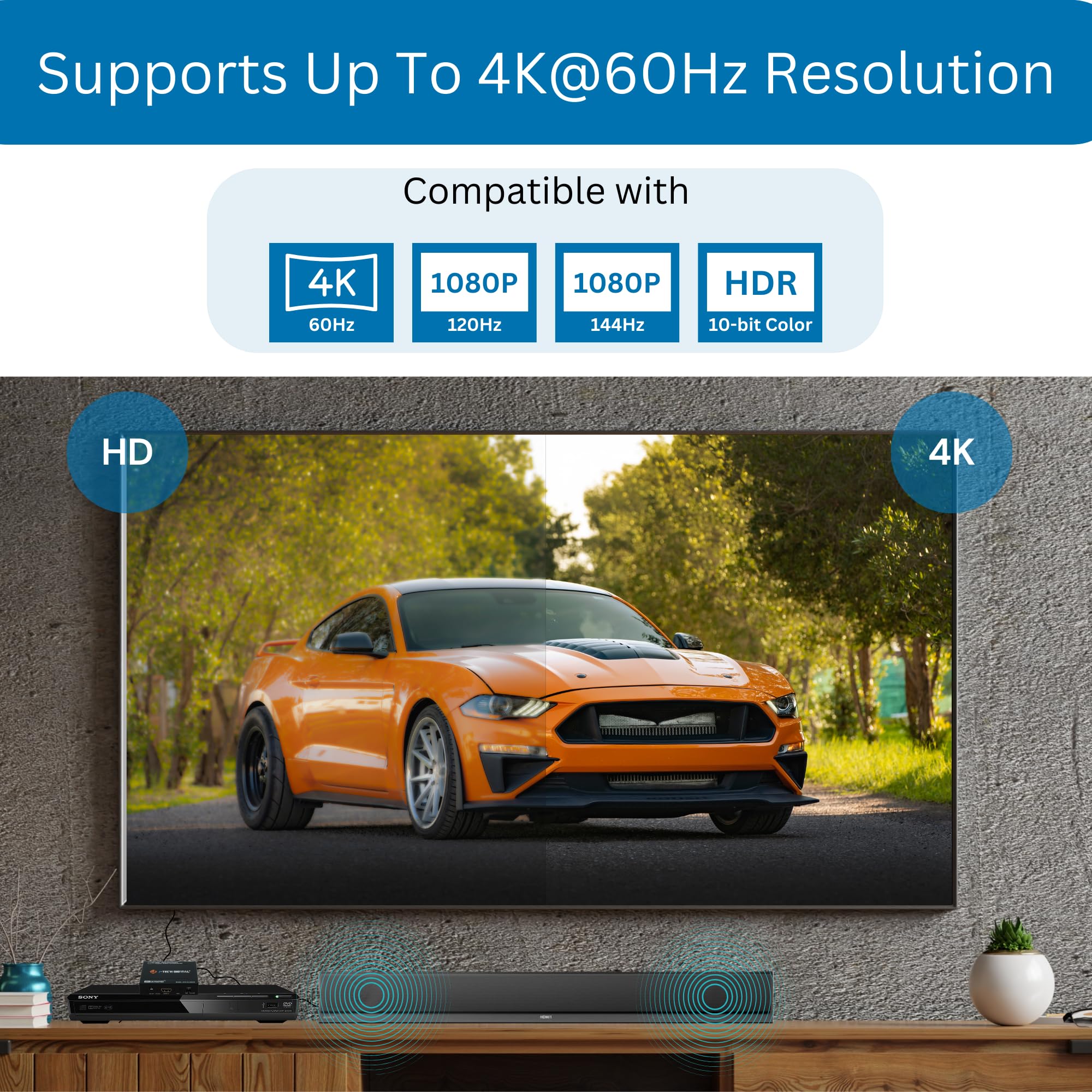 Foto 5 | Extractor De Audio Hdmi J-tech Digital 4k 60 Hz Hdmi 2.0 [jtd18g-h5ch2] - Venta Internacional.