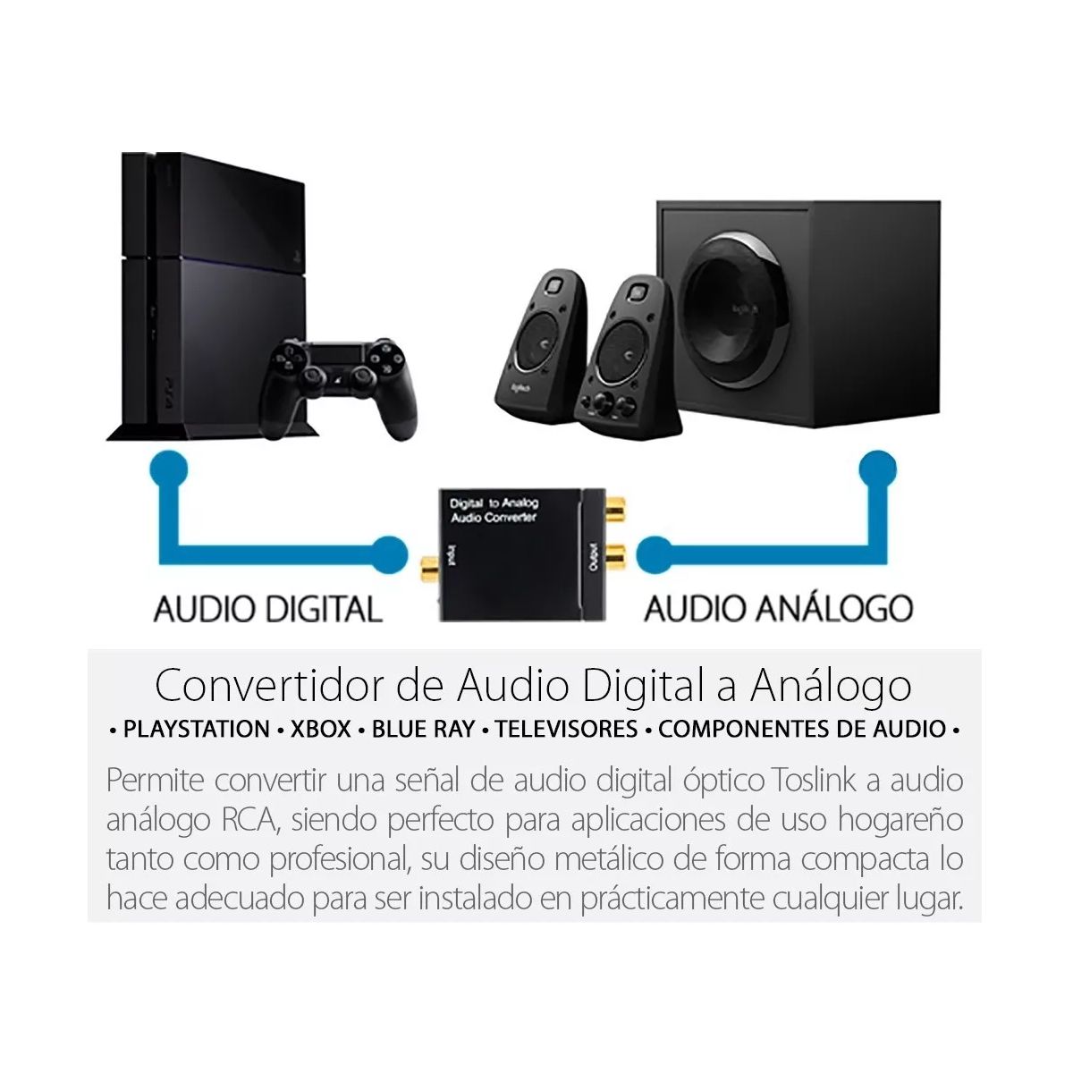 Foto 7 pulgar | Convertidor De Audio Digital Toslink A Análogo Rca