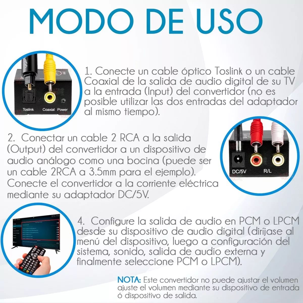 Foto 7 | Convertidor De Audio Digital Toslink A Análogo Rca