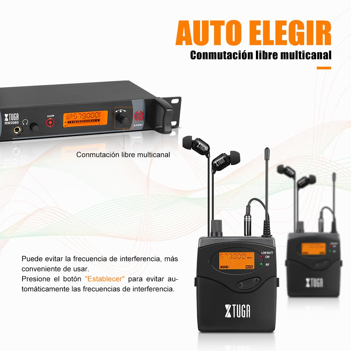Foto 3 pulgar | Sistema Inalámbrico De Monitorización Intraural Xtuga Rw2080 De 2 Canales Y 4 Mochilas - Venta Internacional.