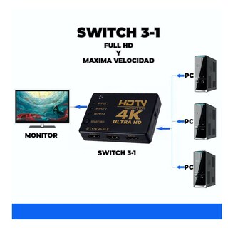 Foto 3 | Switch Hdmi 4k 3 Puertos y Control Remoto Elegate Con90 color Negro