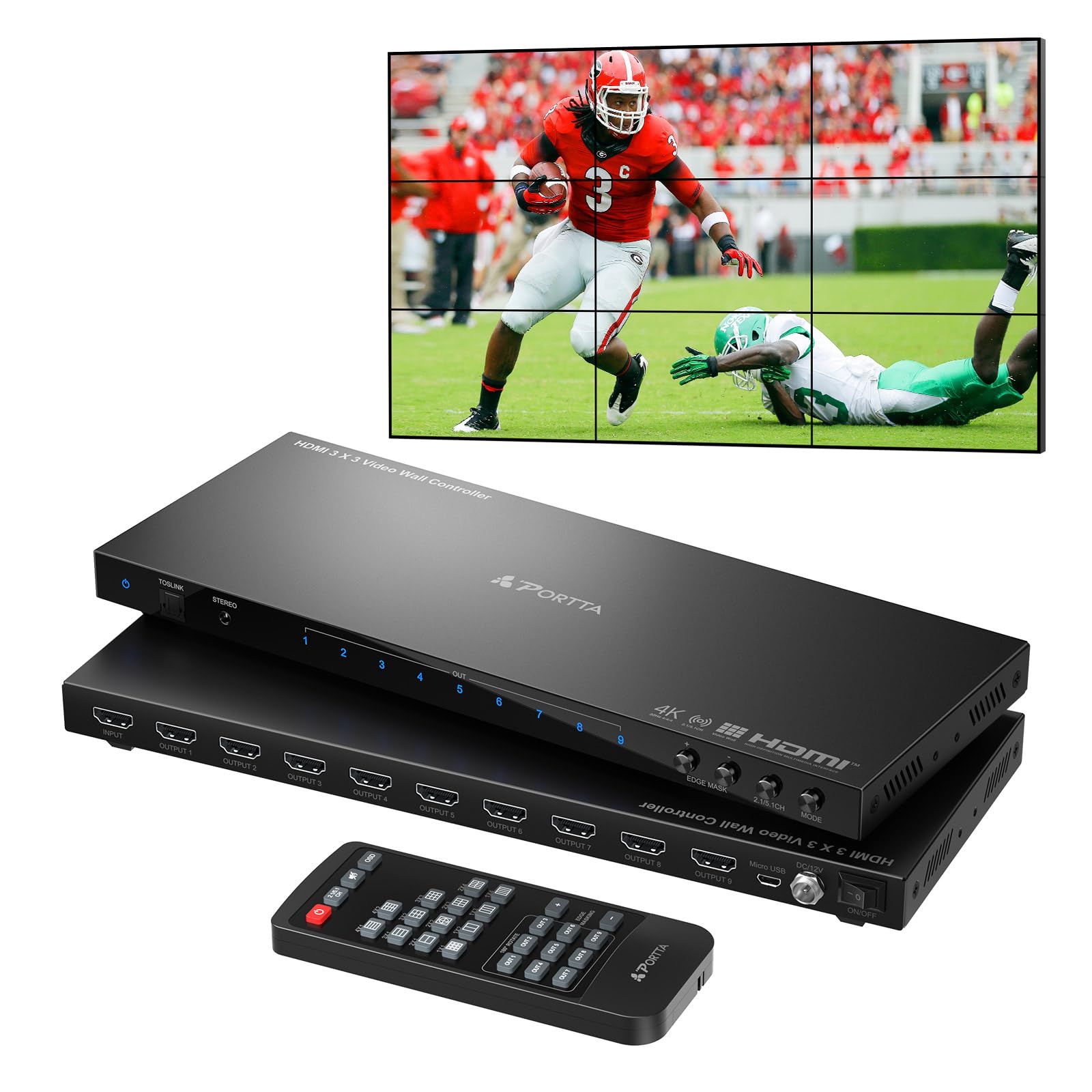 Foto 2 pulgar | Controlador De Pared De Vídeo Portta 3x3 4k Hdmi Con 19 Modos De Empalme - Venta Internacional.