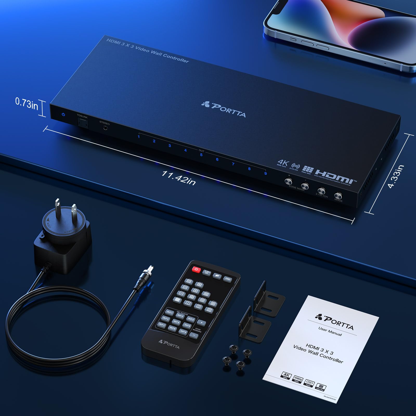Foto 8 pulgar | Controlador De Pared De Vídeo Portta 3x3 4k Hdmi Con 19 Modos De Empalme - Venta Internacional.