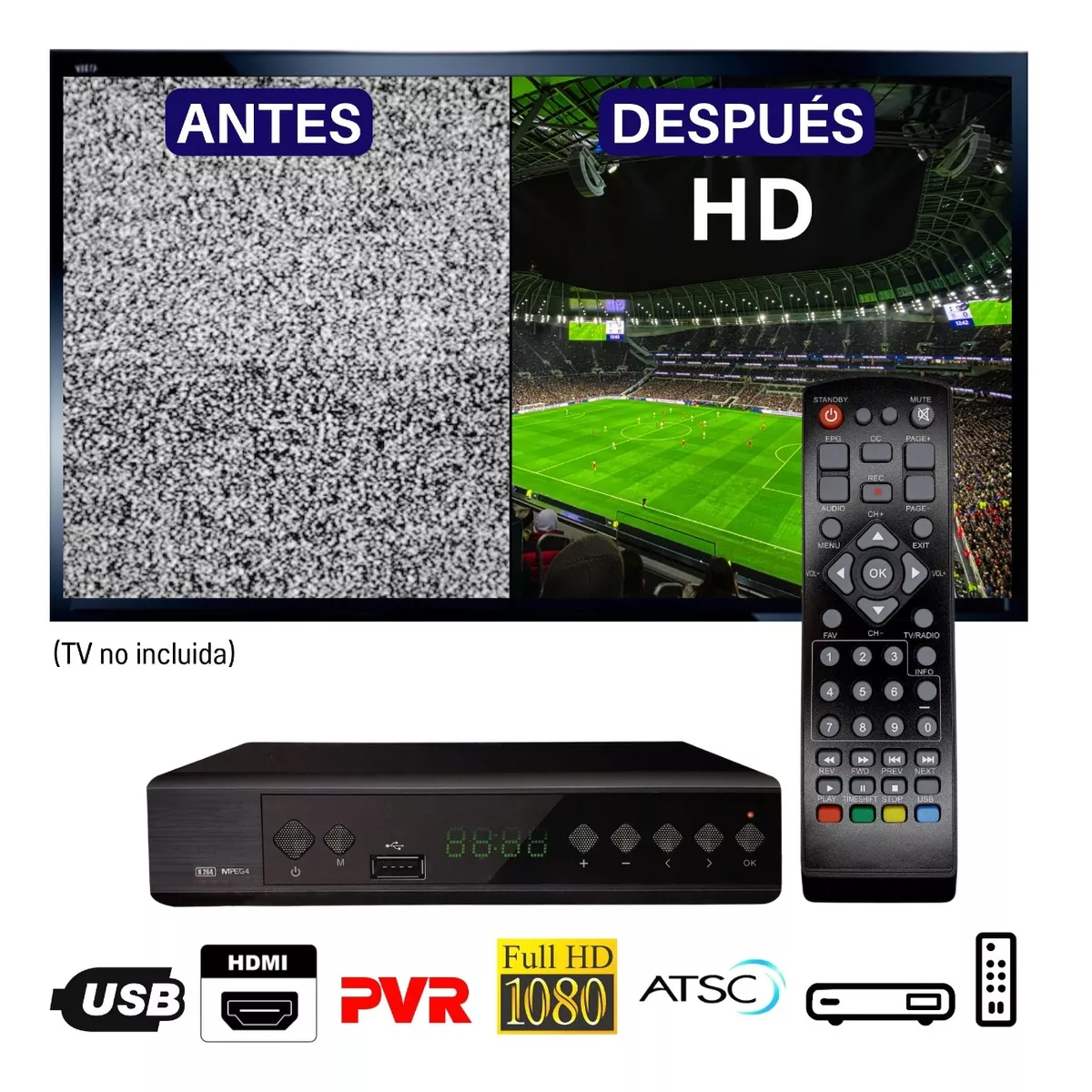 Foto 3 | Decodificador de TV Full HD 1080p Eo Safe Imports ESI-6353 color Negro