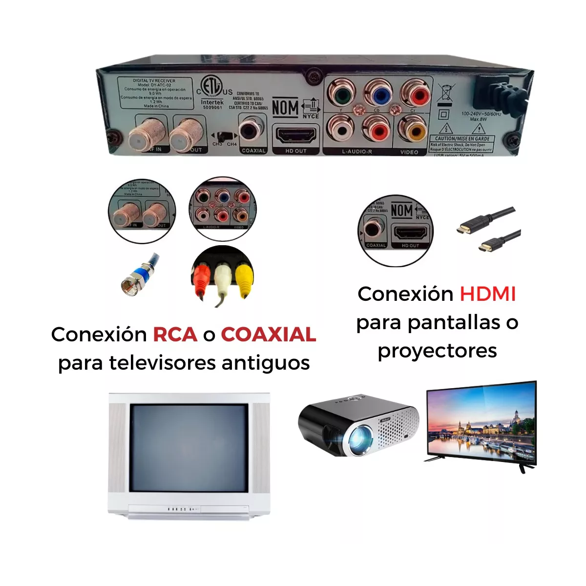 Foto 4 pulgar | Decodificador Convertidor Digital Tv Full Hd 1080p + Antena Eo Safe Imports Esi-8573 color Negro