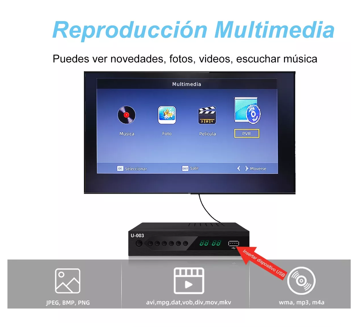 Foto 3 | Decodificador De Tv Digital Convertidor 1080p Full Hd