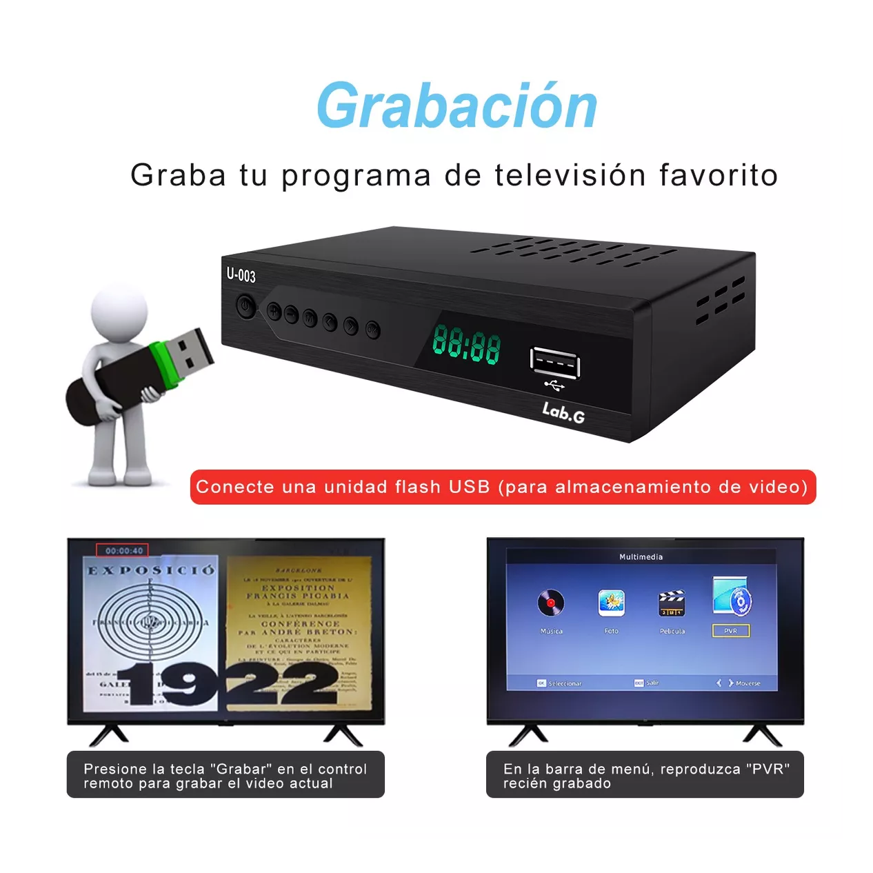 Foto 3 pulgar | Decodificador De Tv Digital Convertidor 1080p Full Hd, Negro