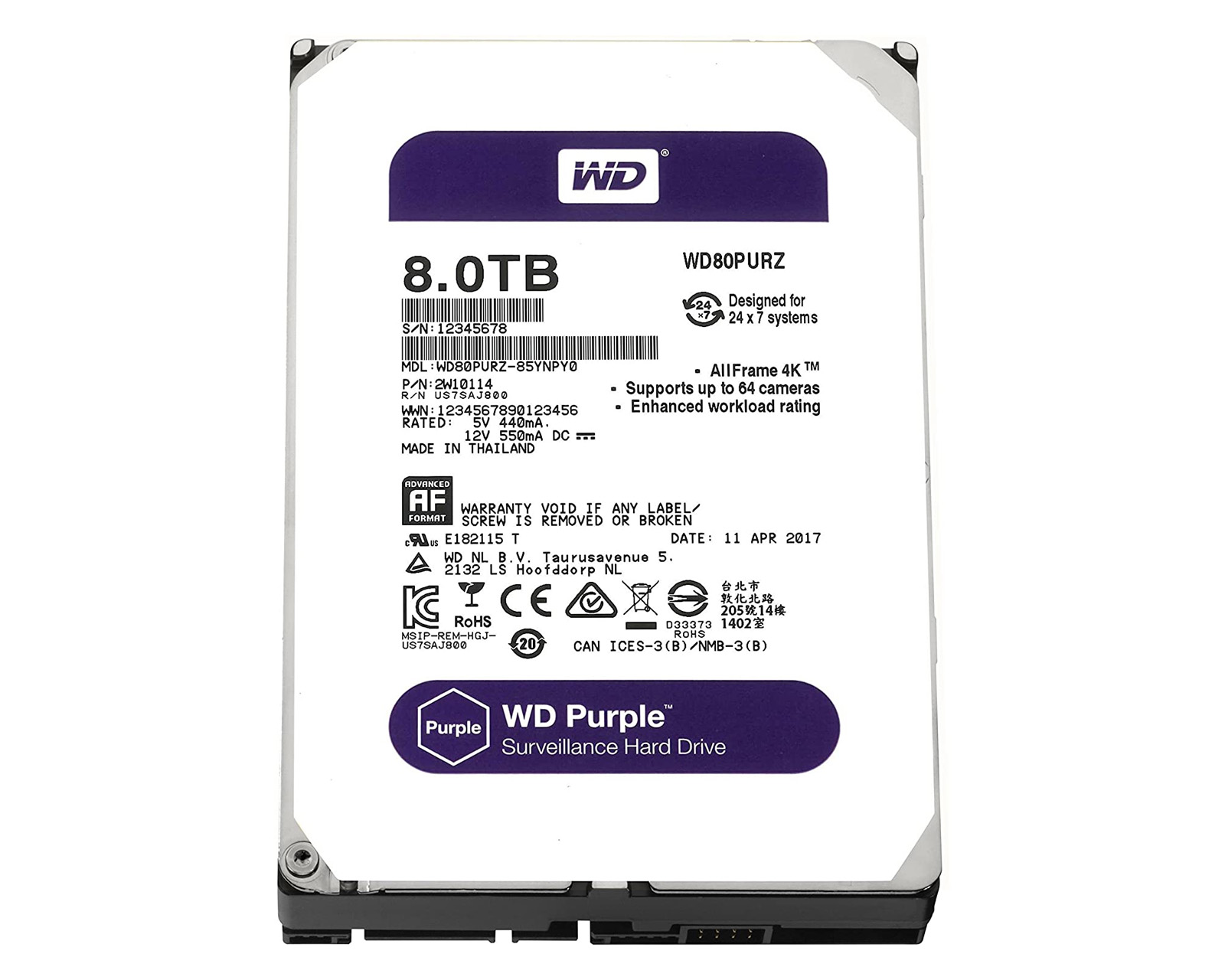 Foto 3 pulgar | Disco Duro Wd Nuevo 8tb 3.5'' Purple Wd80purz