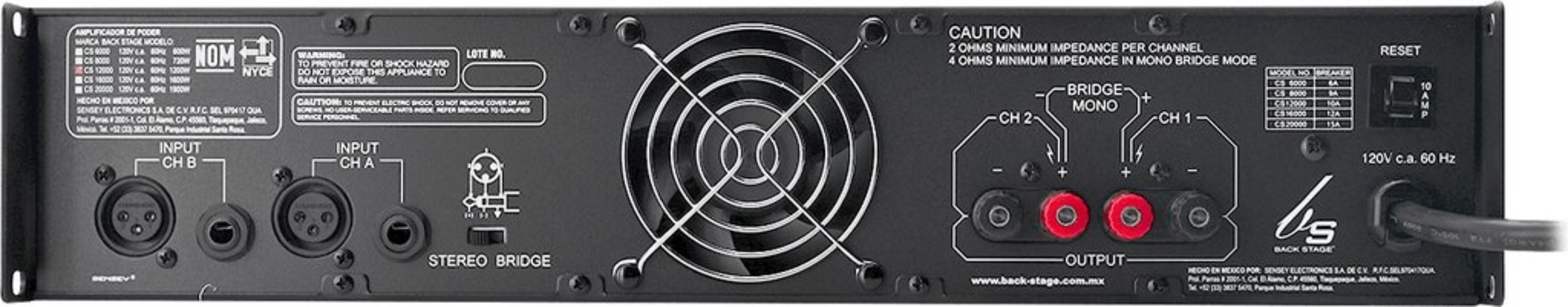 Foto 3 pulgar | Amplificador Backstage Cs-12000 con 2 Canales de 1200 w