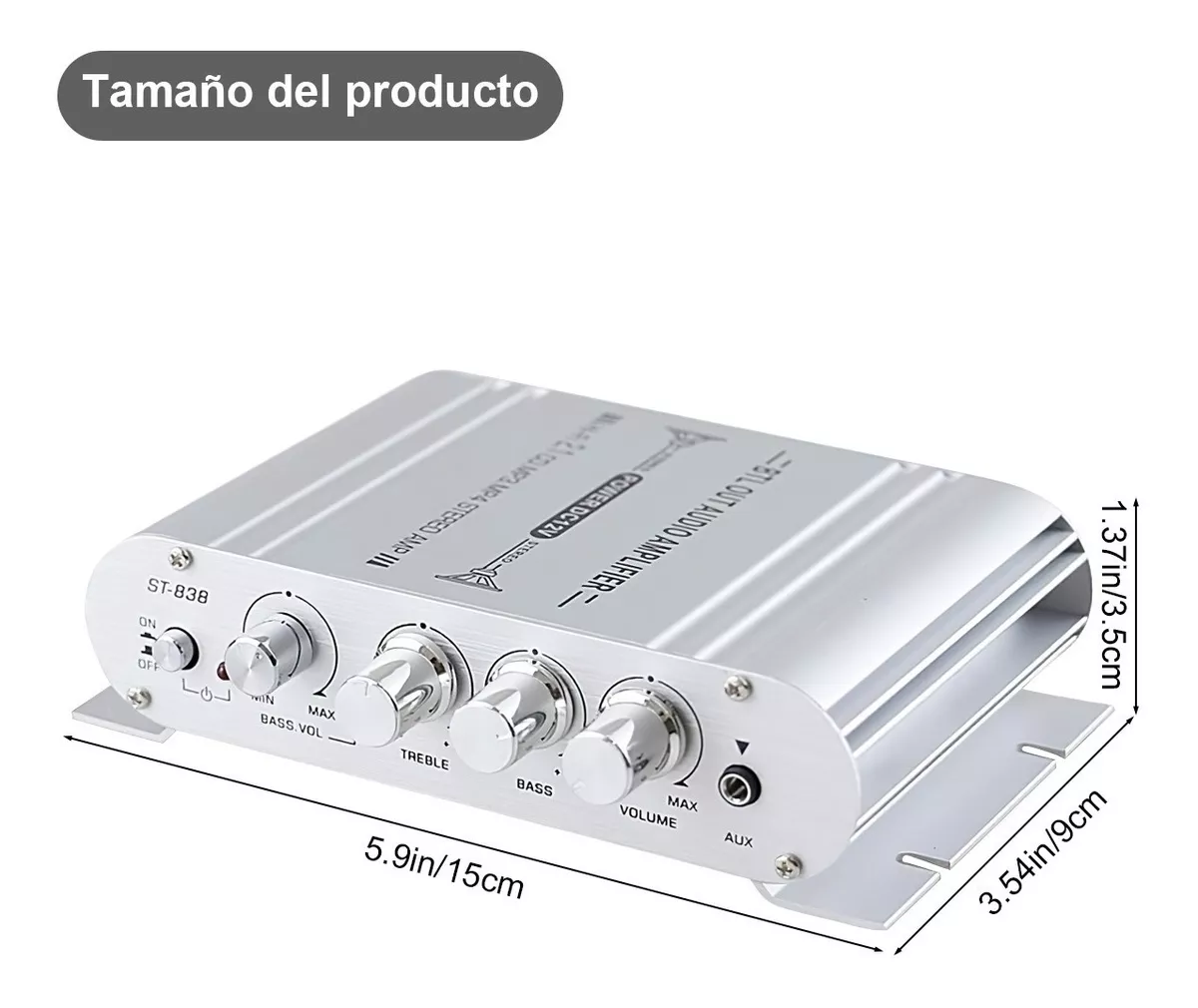 Foto 7 pulgar | Amplificador de 800w Belug color Plata para Auto