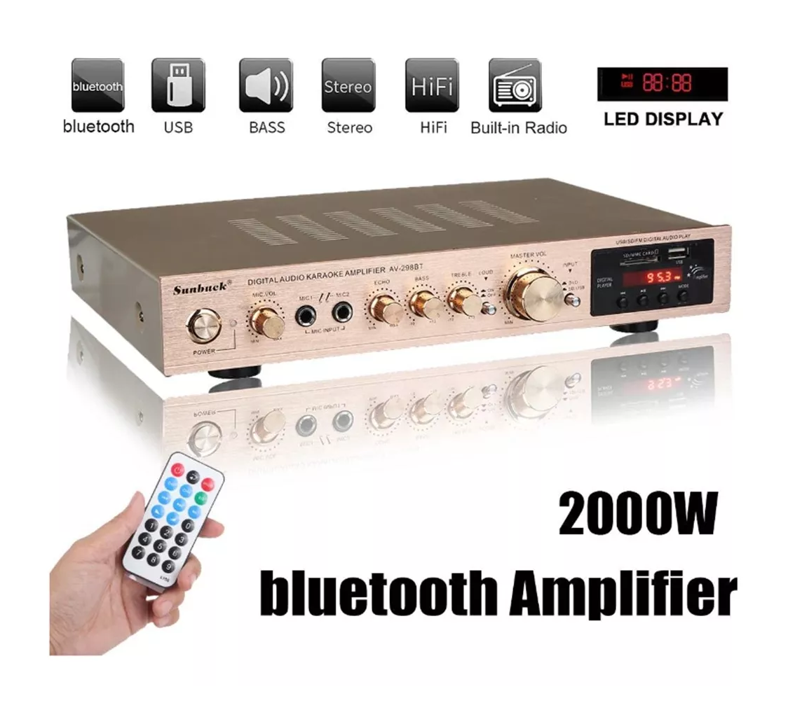 Foto 5 pulgar | Amplificador Audio Bluetooth 5 Canales 2000w Para Uso Domésto Dorado