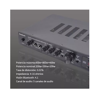 Foto 3 | Amplificador Audio Bluetooth 5 Canales 2000w Para Uso Domésto Negro