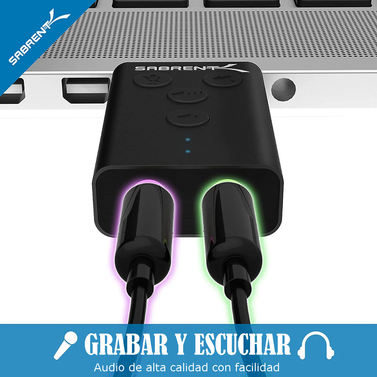 Foto 7 | Adaptador de Sonido Sabrent Negro