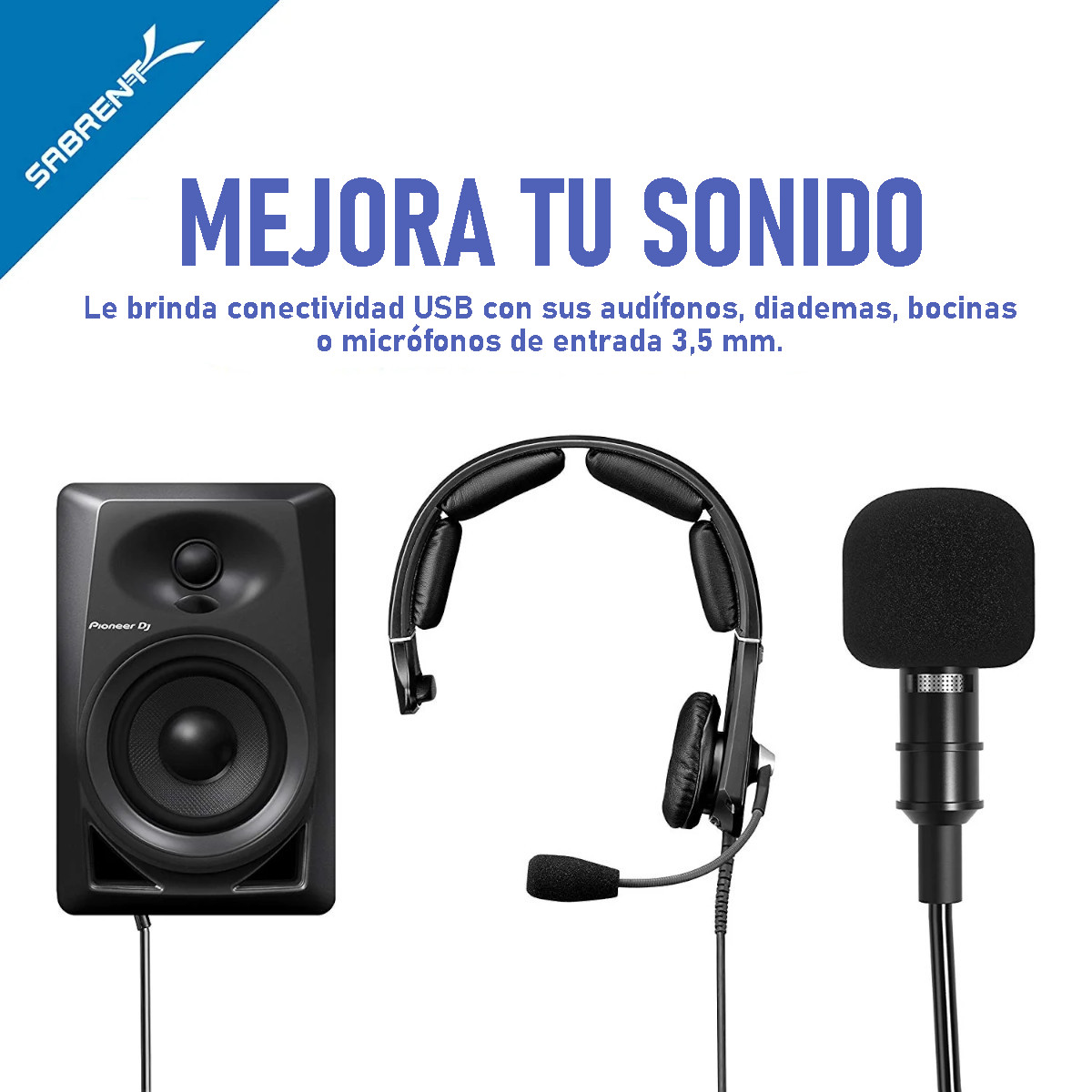 Foto 8 | Adaptador de Sonido Sabrent Negro