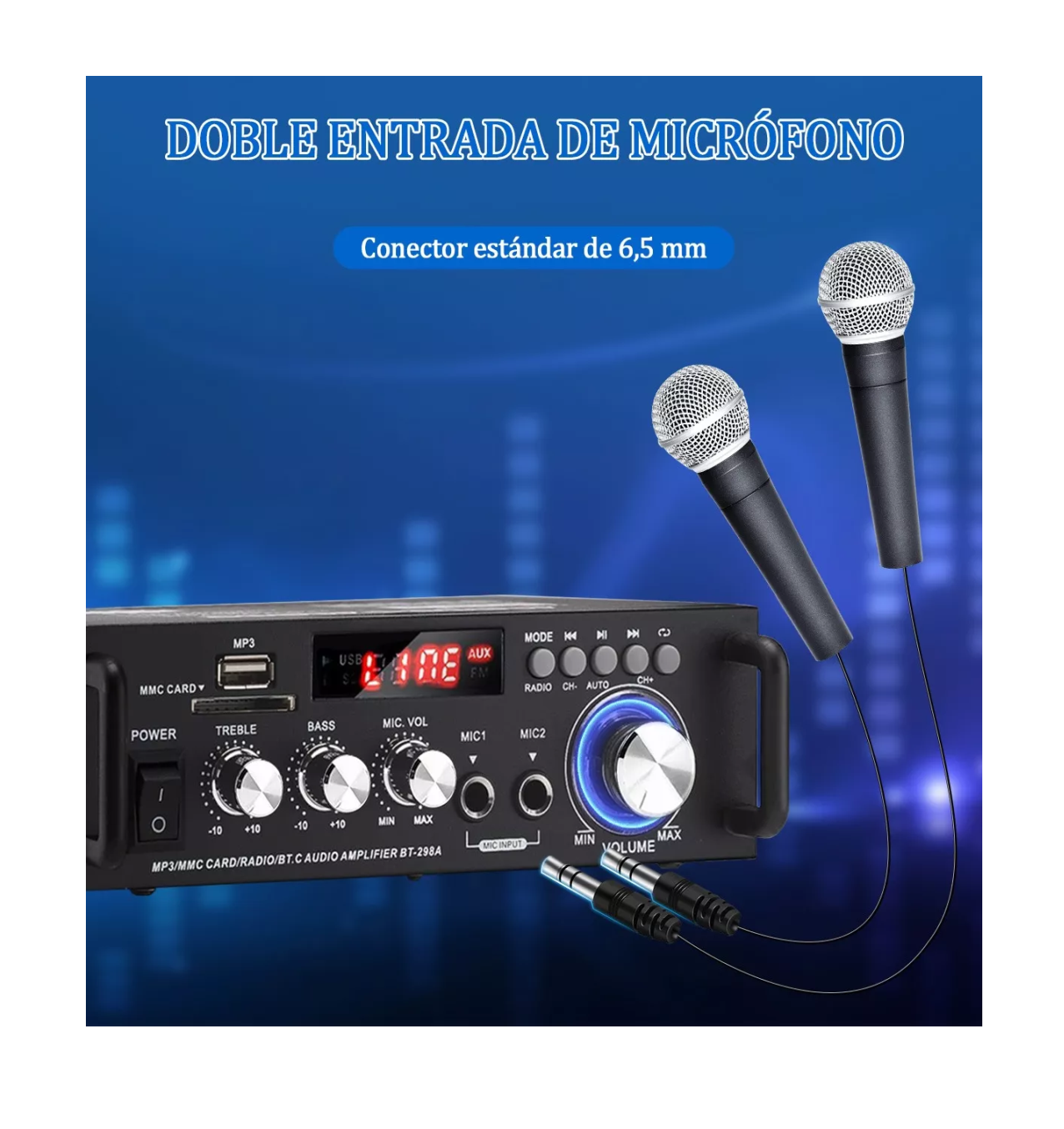 Foto 6 pulgar | Amplificador de Audio para Carro Bluetooth 2 Canales 600w