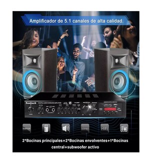 Foto 2 | Amplificador de Audio Sunbuck AV-298BT 5 Canales 2000 w