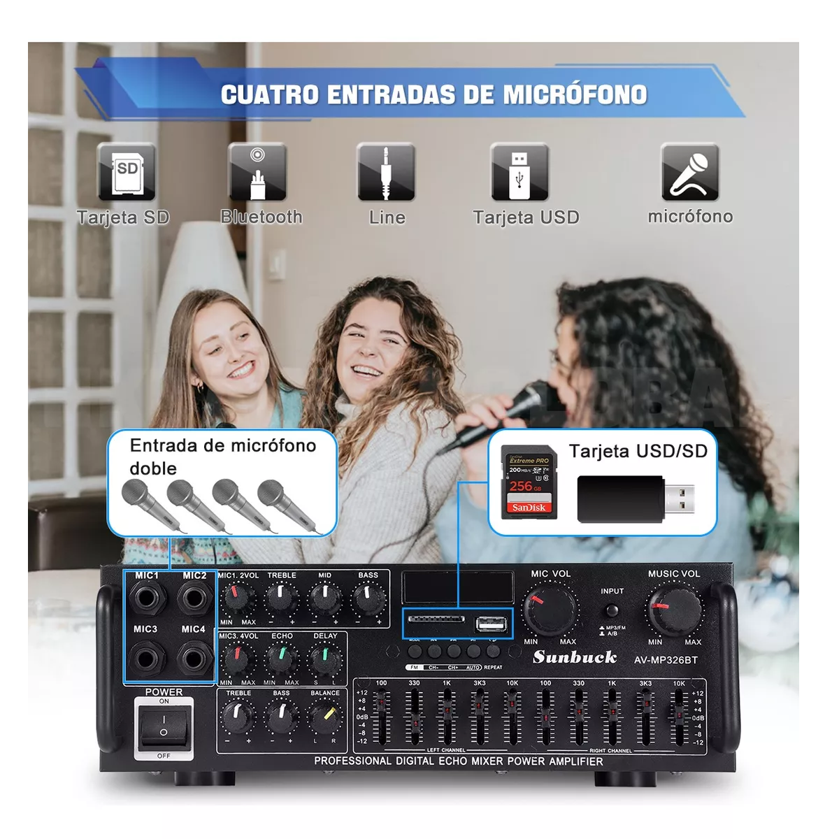 Foto 4 pulgar | Amplificador de Audio Bluetooth Eo Safe Imports ESI-11724 Negro