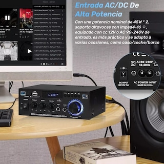 Foto 2 | Amplificador De Audio De 600w Con Bluetooth Para Auto Eo Safe Imports Esi-12319 Negro