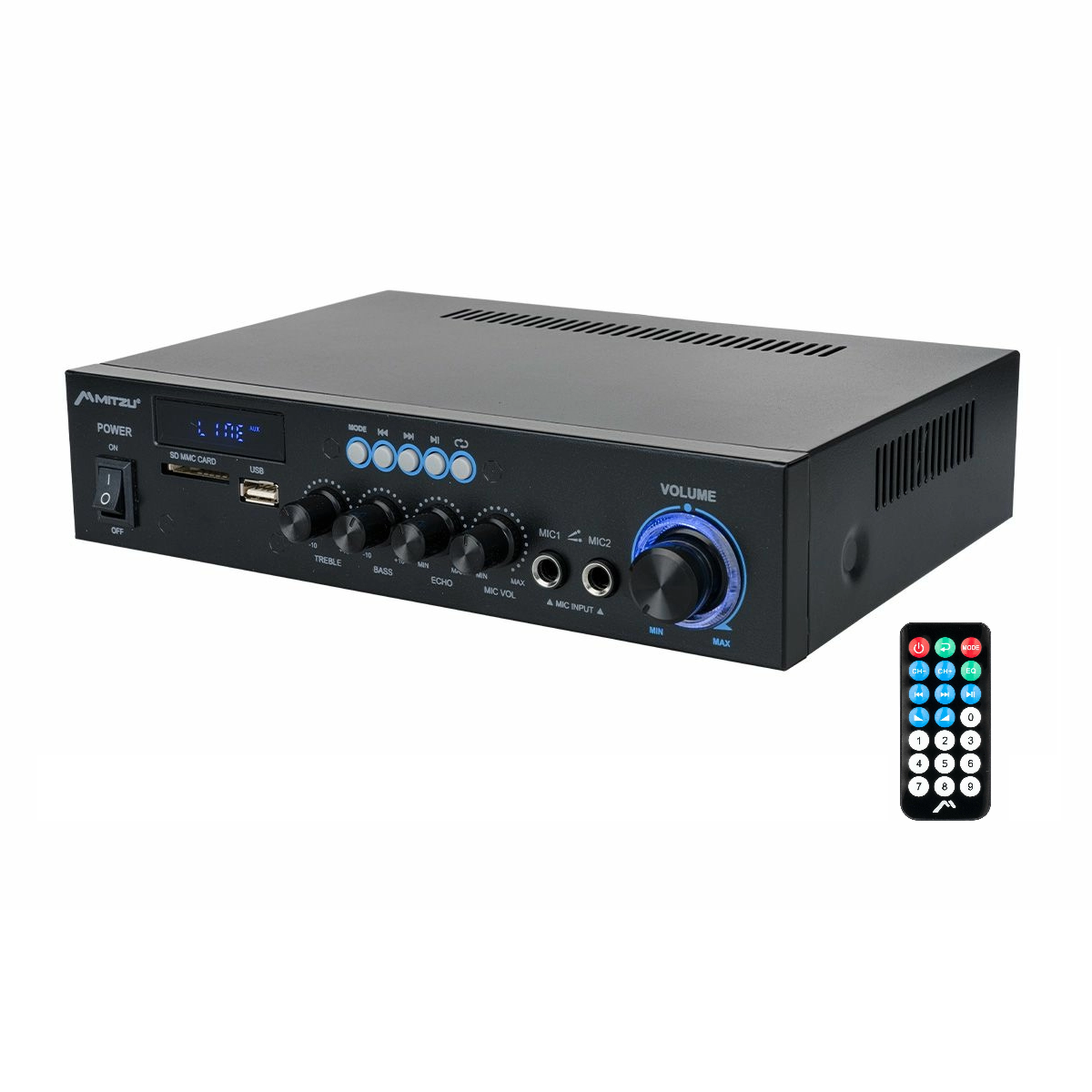 Amplificador Mitzu Pa640bt Negro con Bluetooth y Control