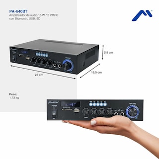 Foto 5 | Amplificador Mitzu Pa640bt Negro con Bluetooth y Control
