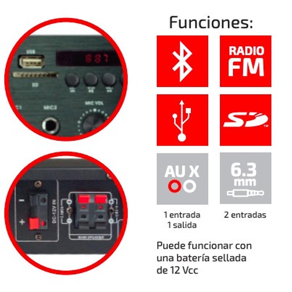 Foto 3 pulgar | Amplificador Perifoneo 45w Usb Sd Mp3 Pa-r450mp3