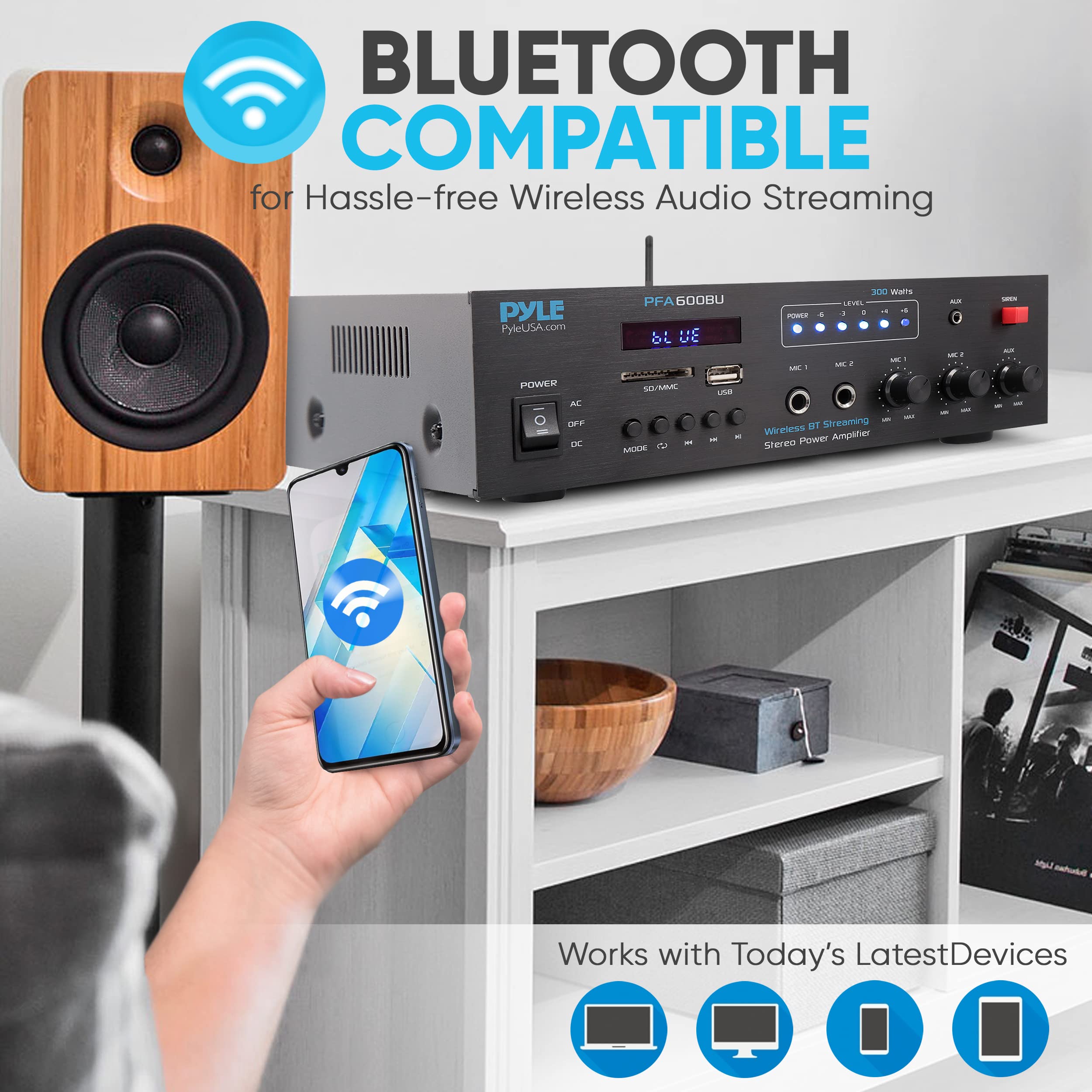 Foto 6 pulgar | Amplificador De Karaoke Pyle Pfa600bu 300 W Bluetooth Con 2 Entradas De Micrófono - Venta Internacional.