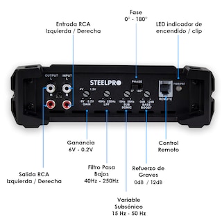 Foto 4 | Amplificador Para Carros, Pickups & Suv Steelpro Nano Nano 2000 Clase D Con 1 Canal Y 2000w