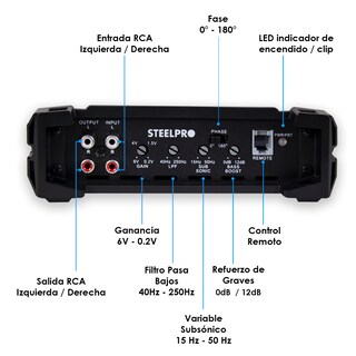 Foto 4 | Amplificador Mono Block Tecnologia Nano-2500 W By Steelpro Color Negro Potencia De Salida Rms 2500 W