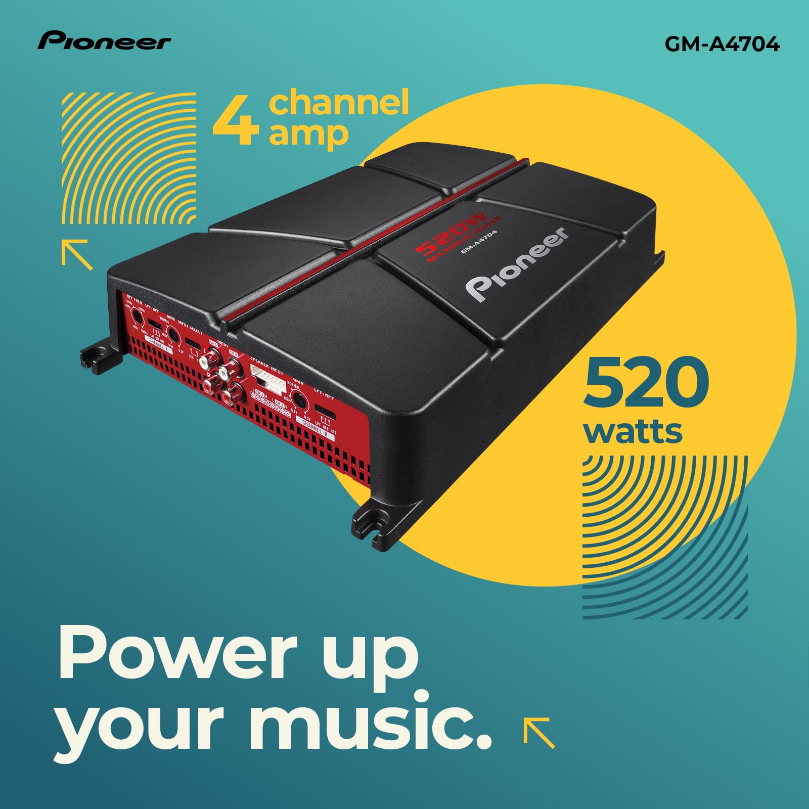 Foto 2 | Amplificador Para Coche Pioneer Gm-a4704, 4 Canales, Puenteable, 520 W - Venta Internacional.