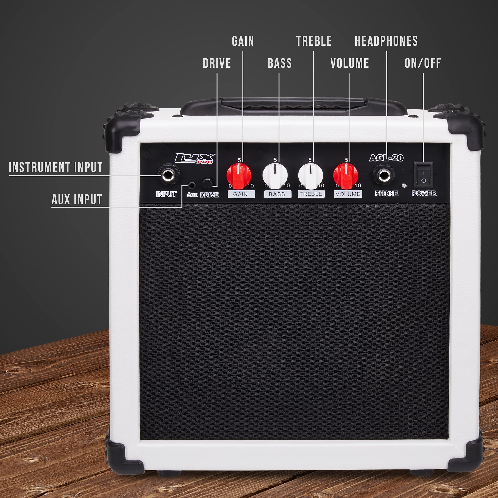 Foto 4 pulgar | Amplificador De Guitarra Eléctrica Lyxpro De 20 W Con Altavoz - Blanco - Venta Internacional.