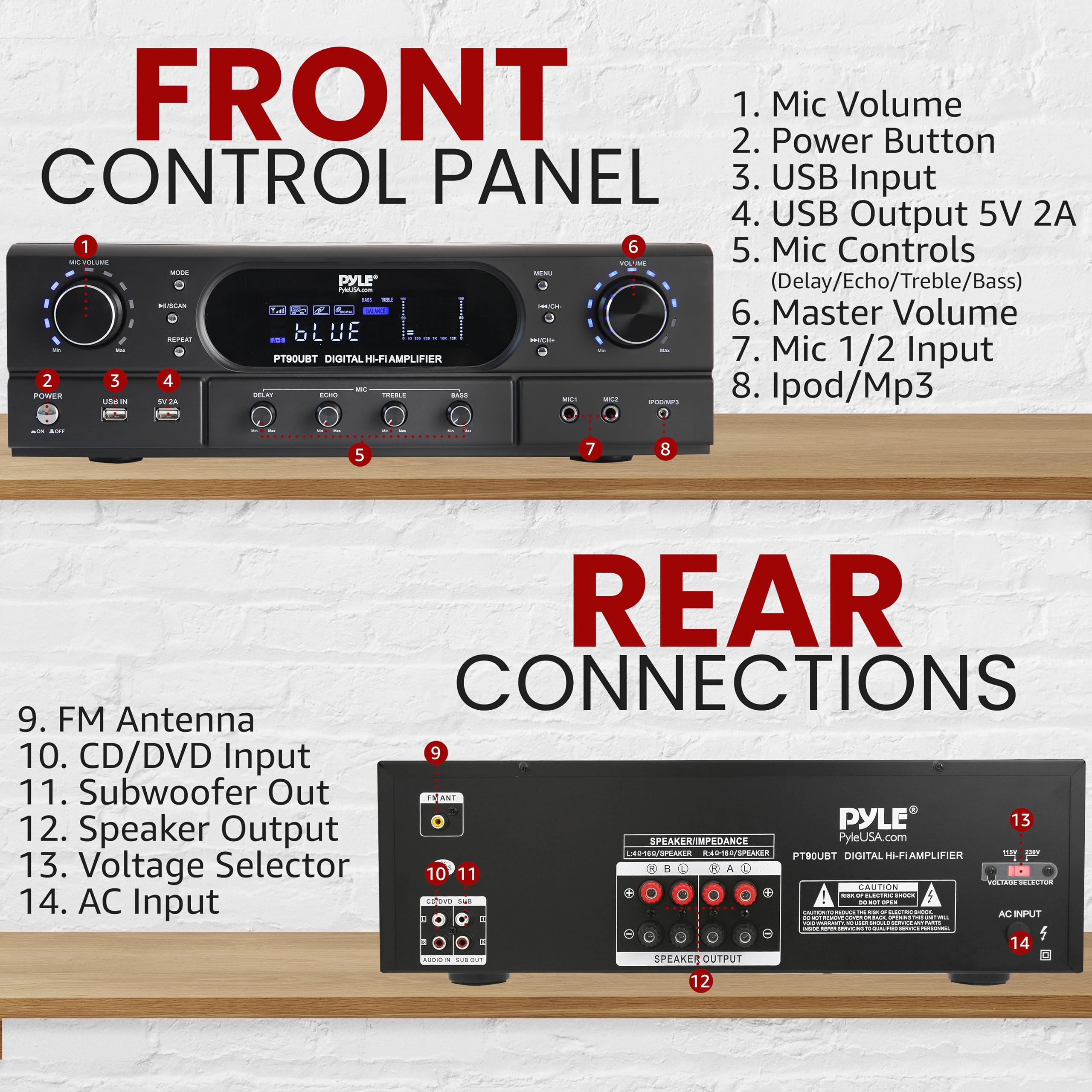 Foto 3 pulgar | Amplificador Receptor de Teatro Bluetooth Pyle Home Pt90ubt - Venta Internacional