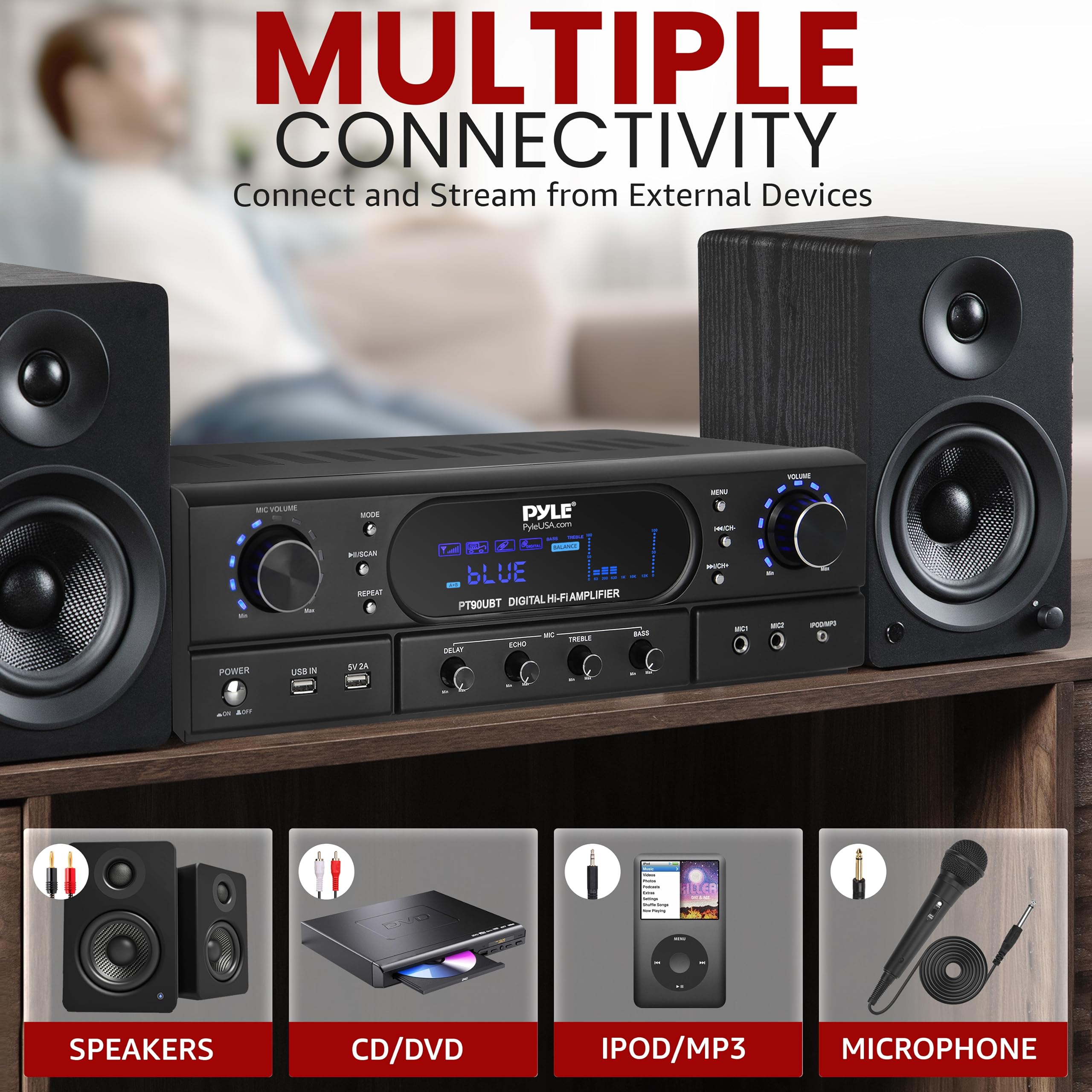 Foto 4 pulgar | Amplificador Receptor de Teatro Bluetooth Pyle Home Pt90ubt - Venta Internacional