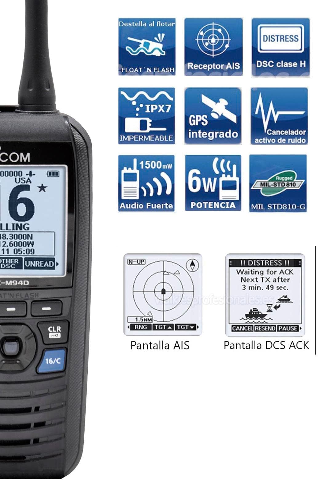 Foto 4 pulgar | Radio Marina Vhf Icom M94d Con Receptor Dsc Y Ais - Venta Internacional.