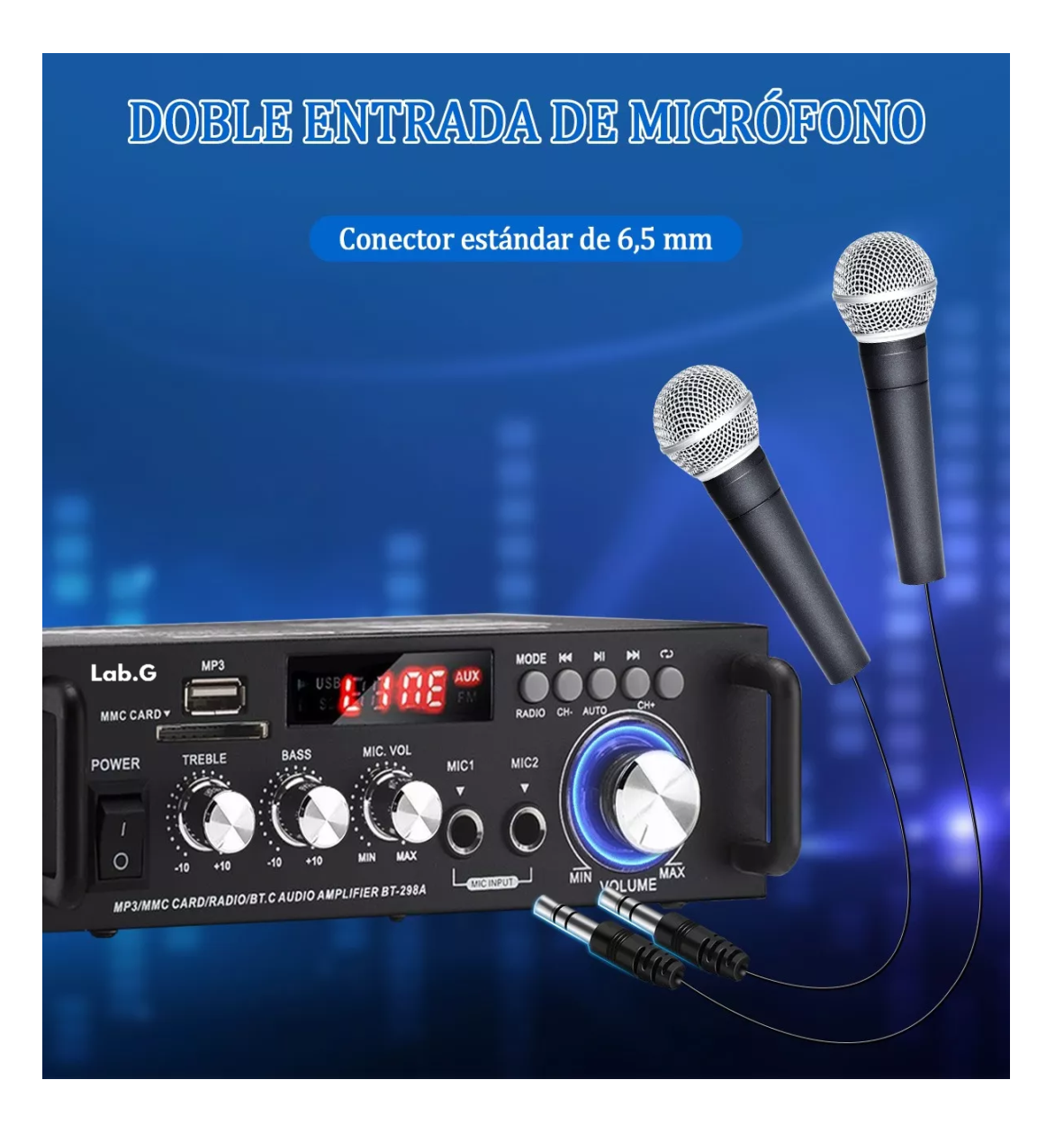 Foto 5 pulgar | Amplificador De Audio Para Carro Bluetooth 2 Canales 600w Negro