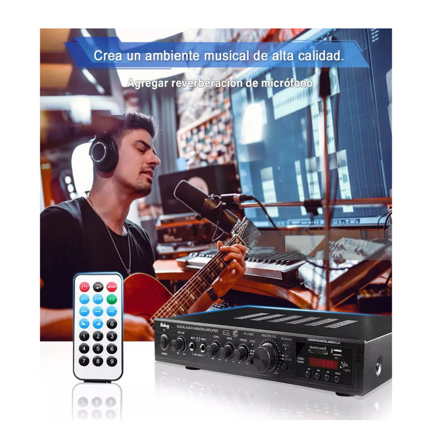 Foto 4 pulgar | Amplificador De Audio Belug Av-298bt De 5 Canales, 2000w Negro