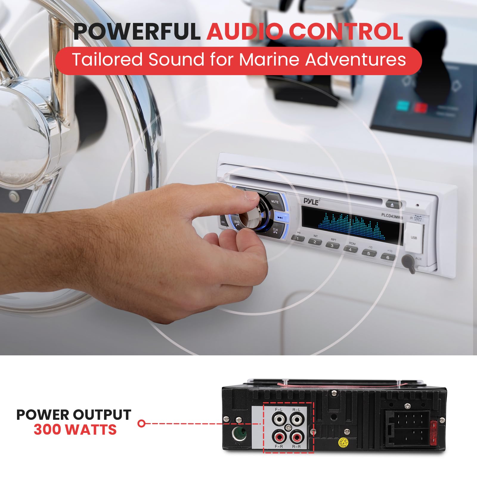 Foto 2 | Receptor Estéreo Marino Pyle Plcd43mrb 300w Bluetooth - Venta Internacional.