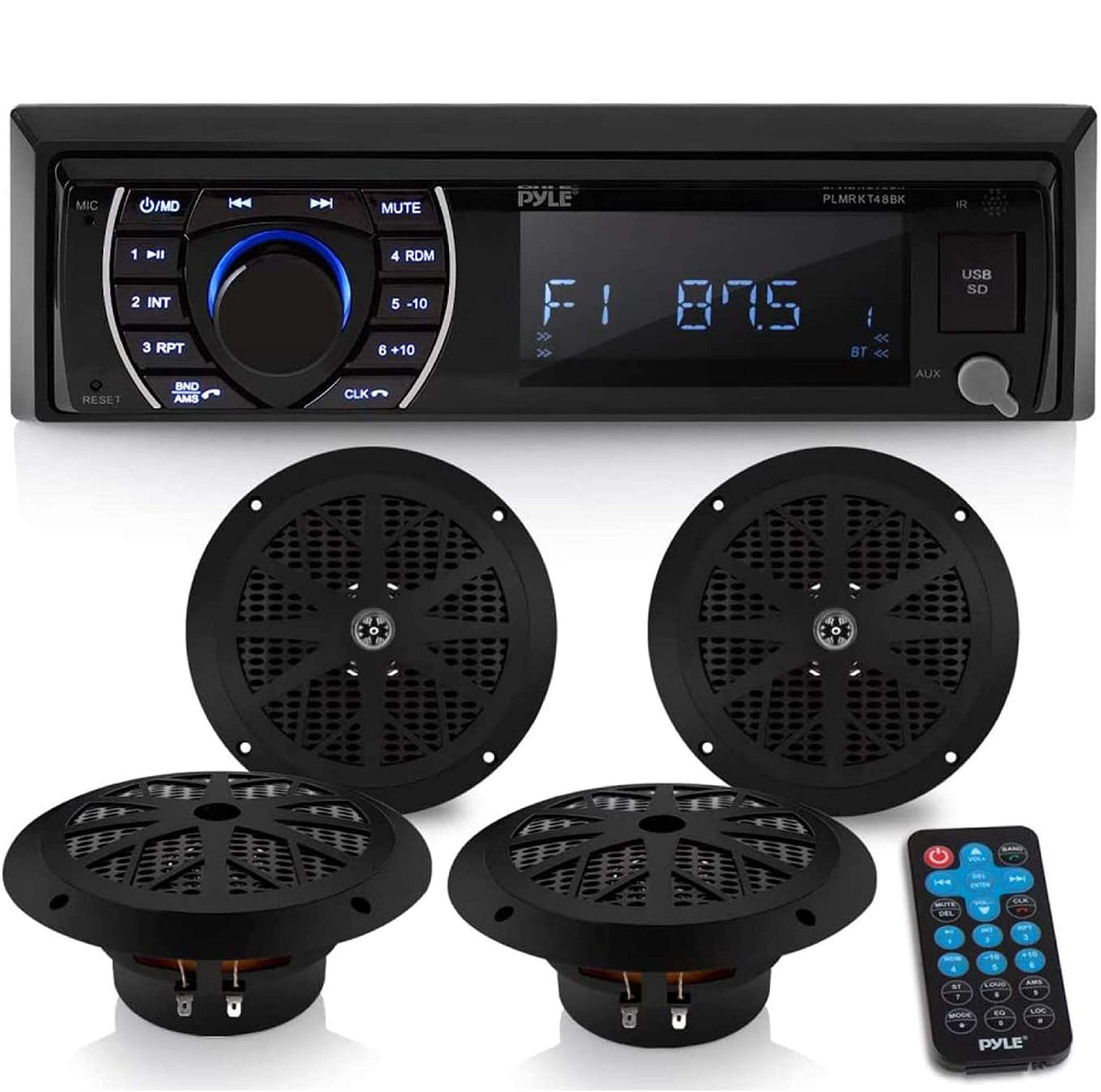 Foto 2 pulgar | Kit De Altavoces Receptores Marine Head Unit Pyle Plmrkt48bk - Venta Internacional.
