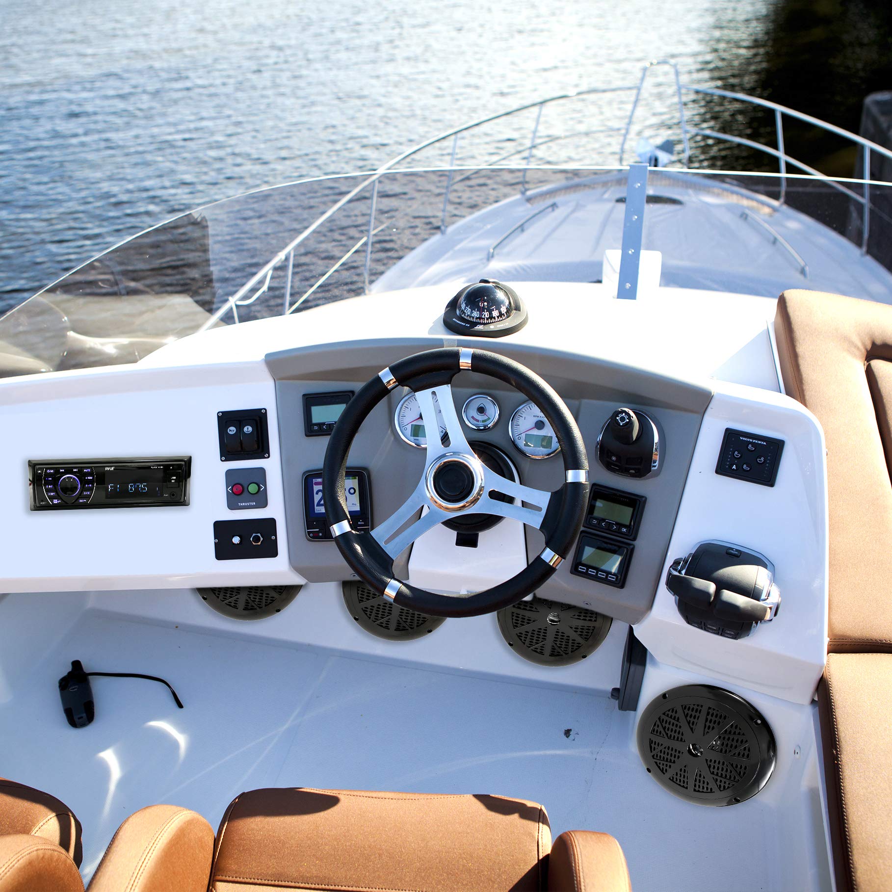 Foto 2 | Kit De Altavoces Receptores Marine Head Unit Pyle Plmrkt48bk - Venta Internacional.
