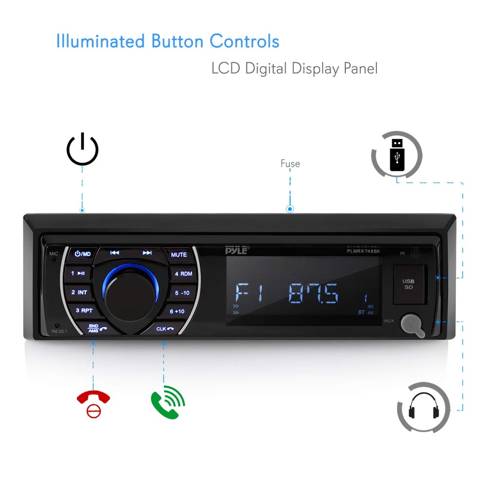 Foto 4 pulgar | Kit De Altavoces Receptores Marine Head Unit Pyle Plmrkt48bk - Venta Internacional.