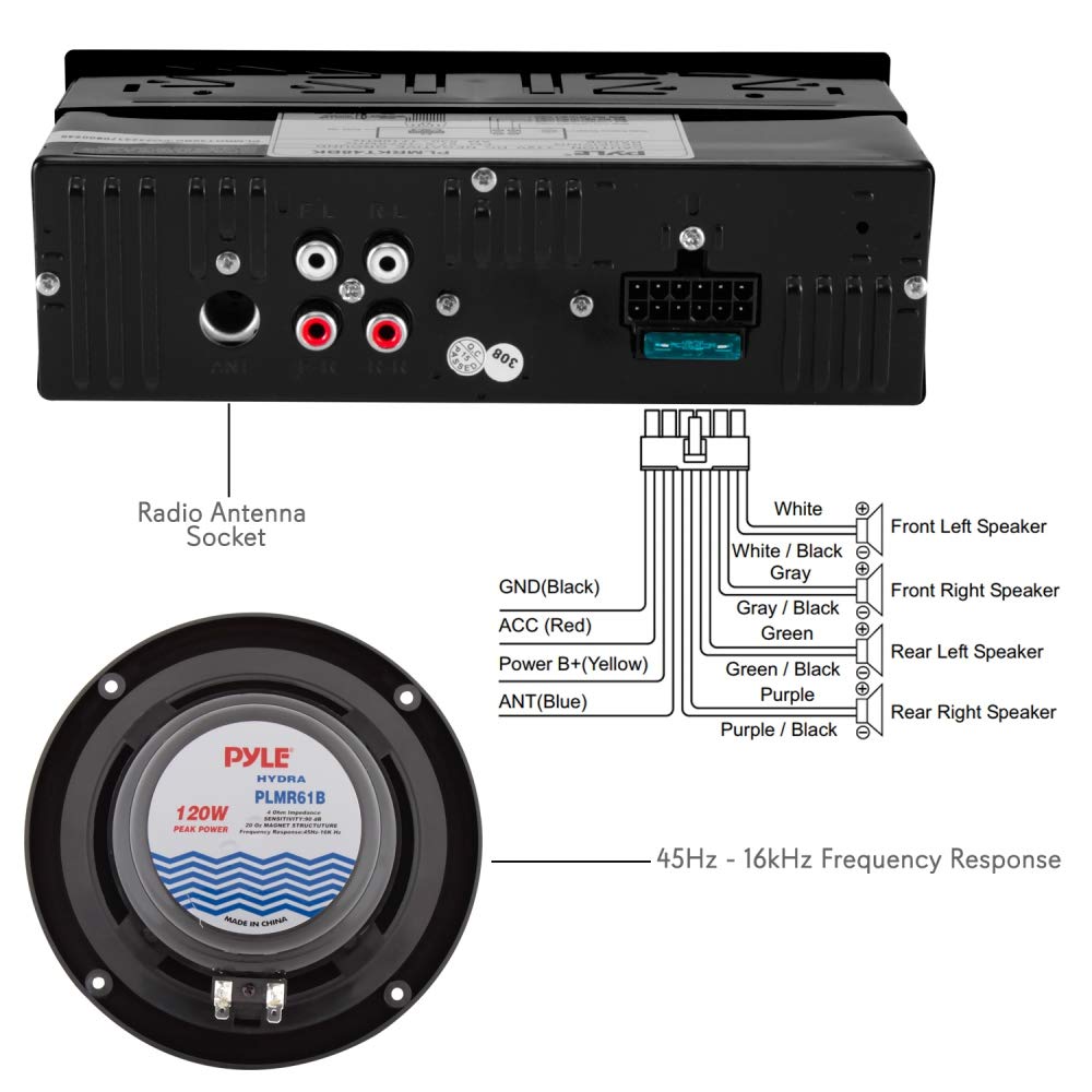 Foto 6 pulgar | Kit De Altavoces Receptores Marine Head Unit Pyle Plmrkt48bk - Venta Internacional.