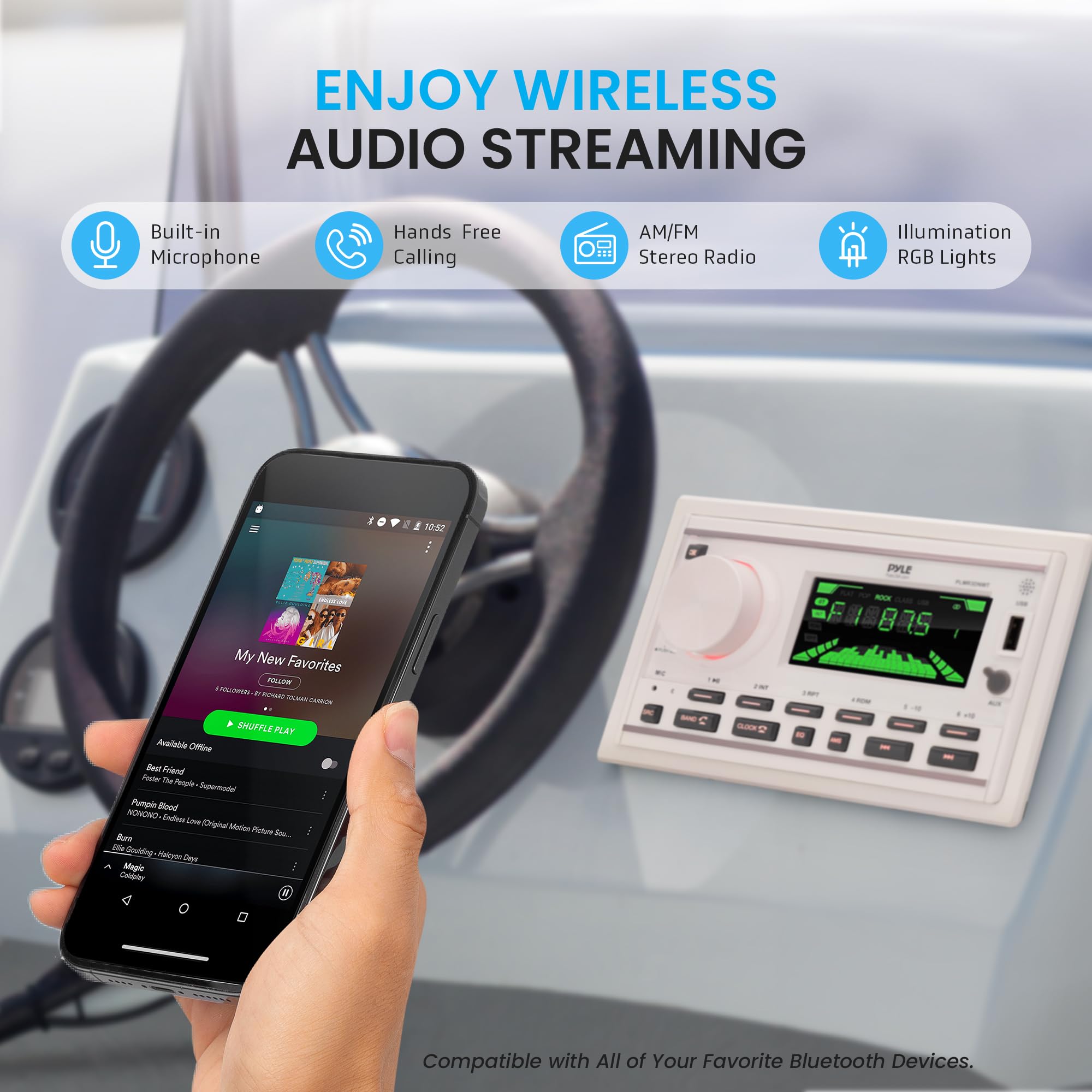 Foto 4 pulgar | Receptor Estéreo Marino Pyle Plmr3dnwt Con 2 Altavoces De 300 W - Venta Internacional.