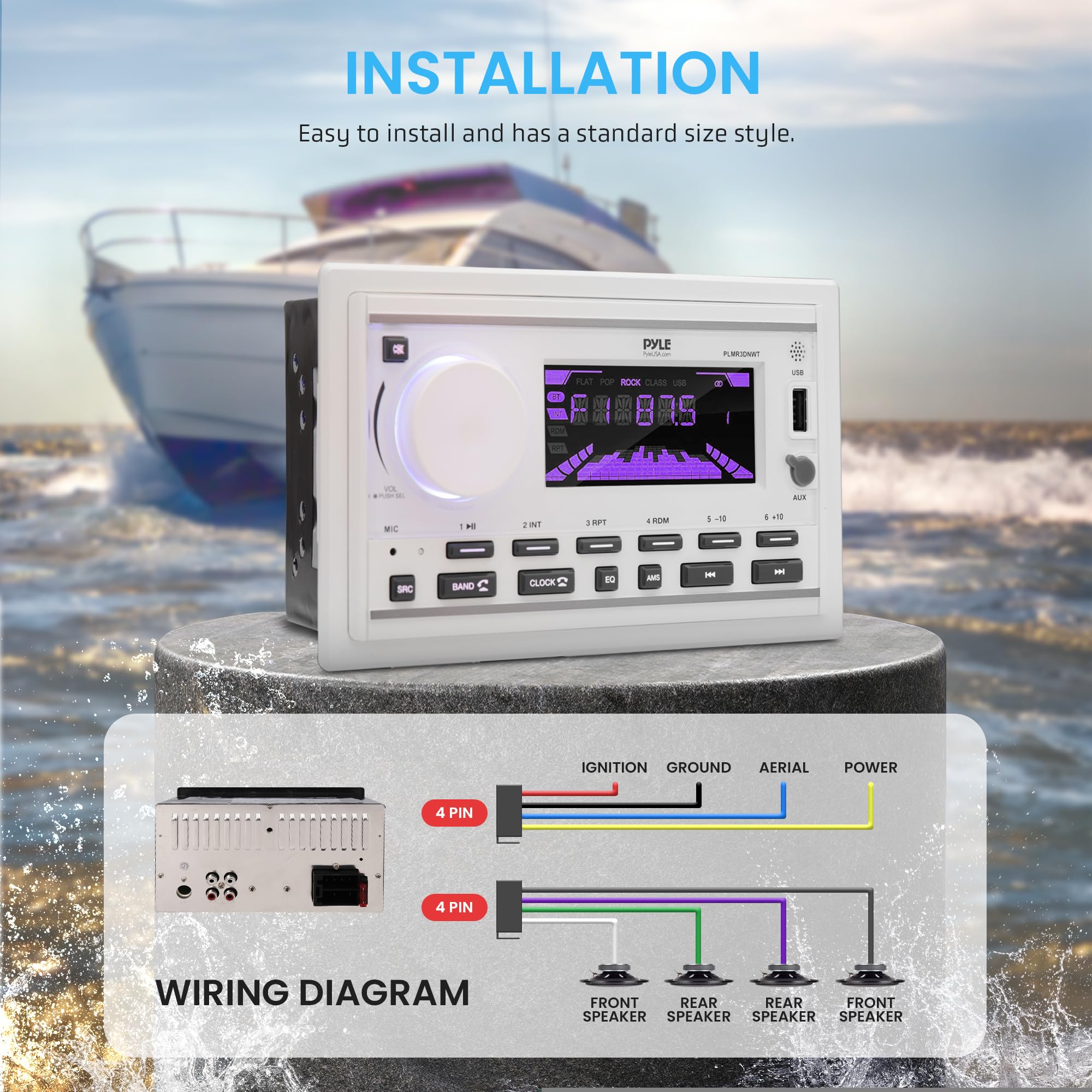 Foto 6 pulgar | Receptor Estéreo Marino Pyle Plmr3dnwt Con 2 Altavoces De 300 W - Venta Internacional.