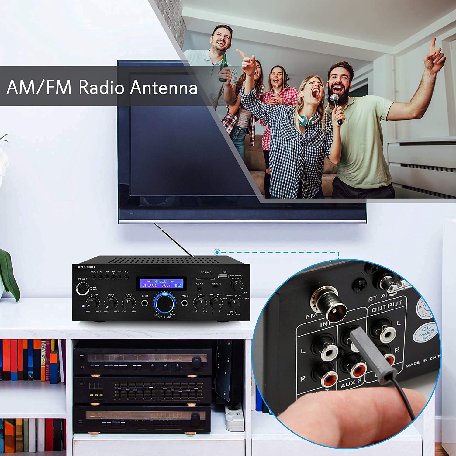 Foto 6 | Amplificador De Potencia Bluetooth Pyle Pda5bu 200 W Con Usb Aux Fm - Venta Internacional.